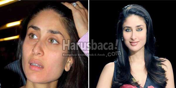 muka Kareena Kapoor sebelum dan sesudah make up