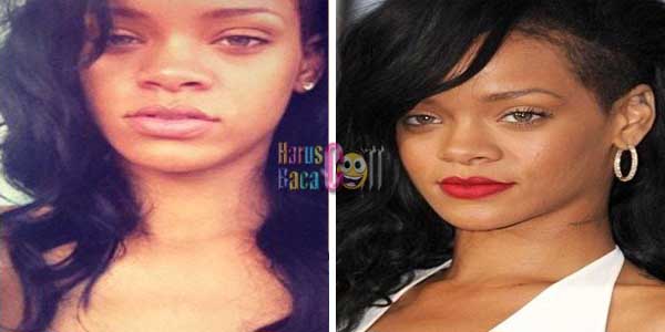 Muka Rihanna Sebelum dan Sesudah Make Up